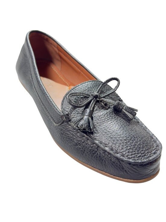 Coach Shoes - Coach Leather Womens Tassel Loafers Black Slip-On Shoes Rubber Sole Size 9B